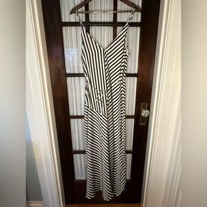 Banana Republic Striped Black and Tan Maxi Dress
